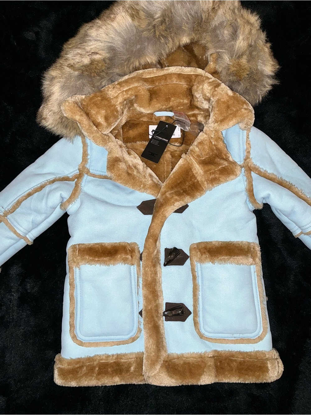 Jordan Craig Light Blue and Brown Faux Fur Trim-Kids 4T NWT